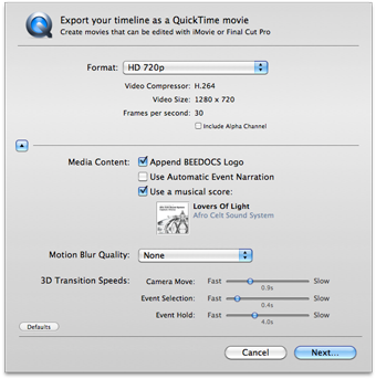 QuickTime Export Settings