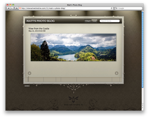 Screenshot: Publishing a Timeline to the Web